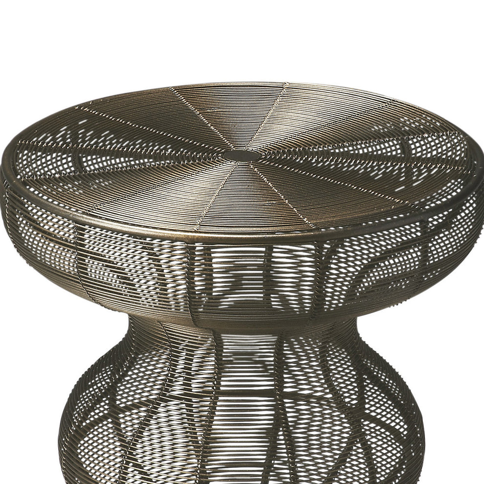 18" Bronze Curvy Iron Round Top End Table By Homeroots | End Tables | Modishstore - 4
