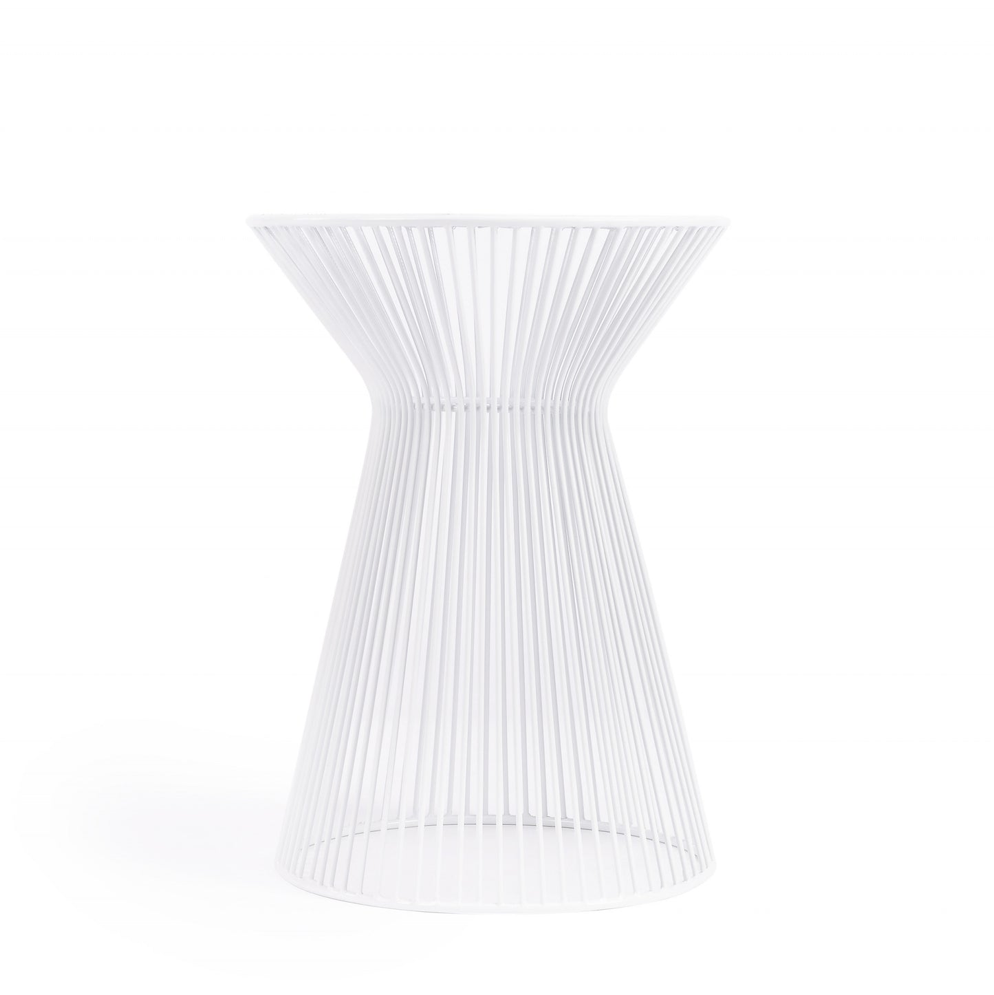 18" White Cinched Iron Round Top End Table By Homeroots | End Tables | Modishstore - 2