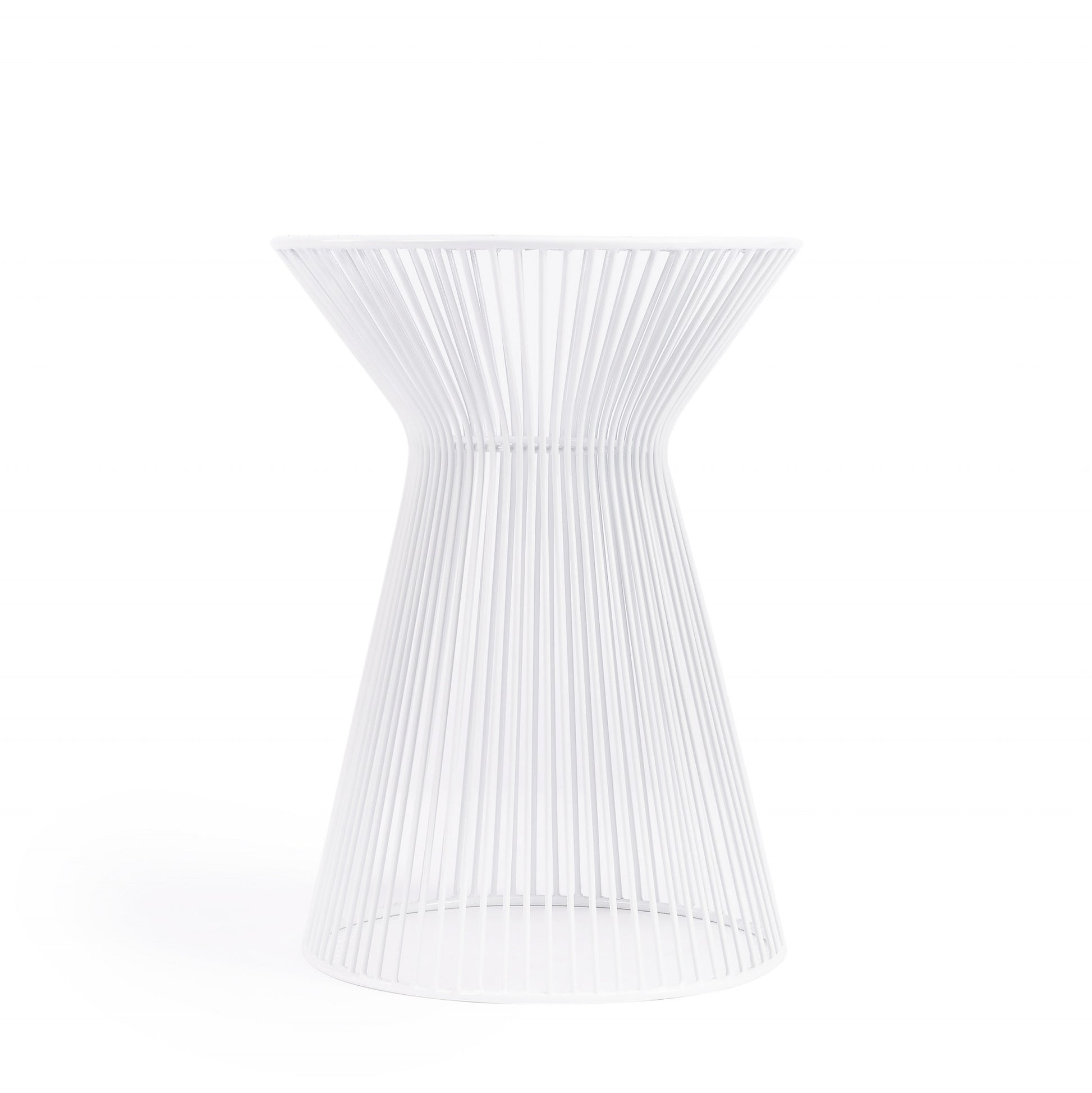 18" White Cinched Iron Round Top End Table By Homeroots | End Tables | Modishstore - 2