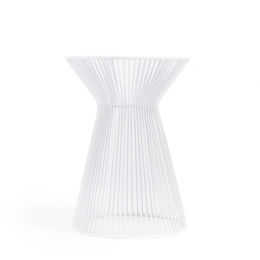 18" White Cinched Iron Round Top End Table By Homeroots | End Tables | Modishstore - 2