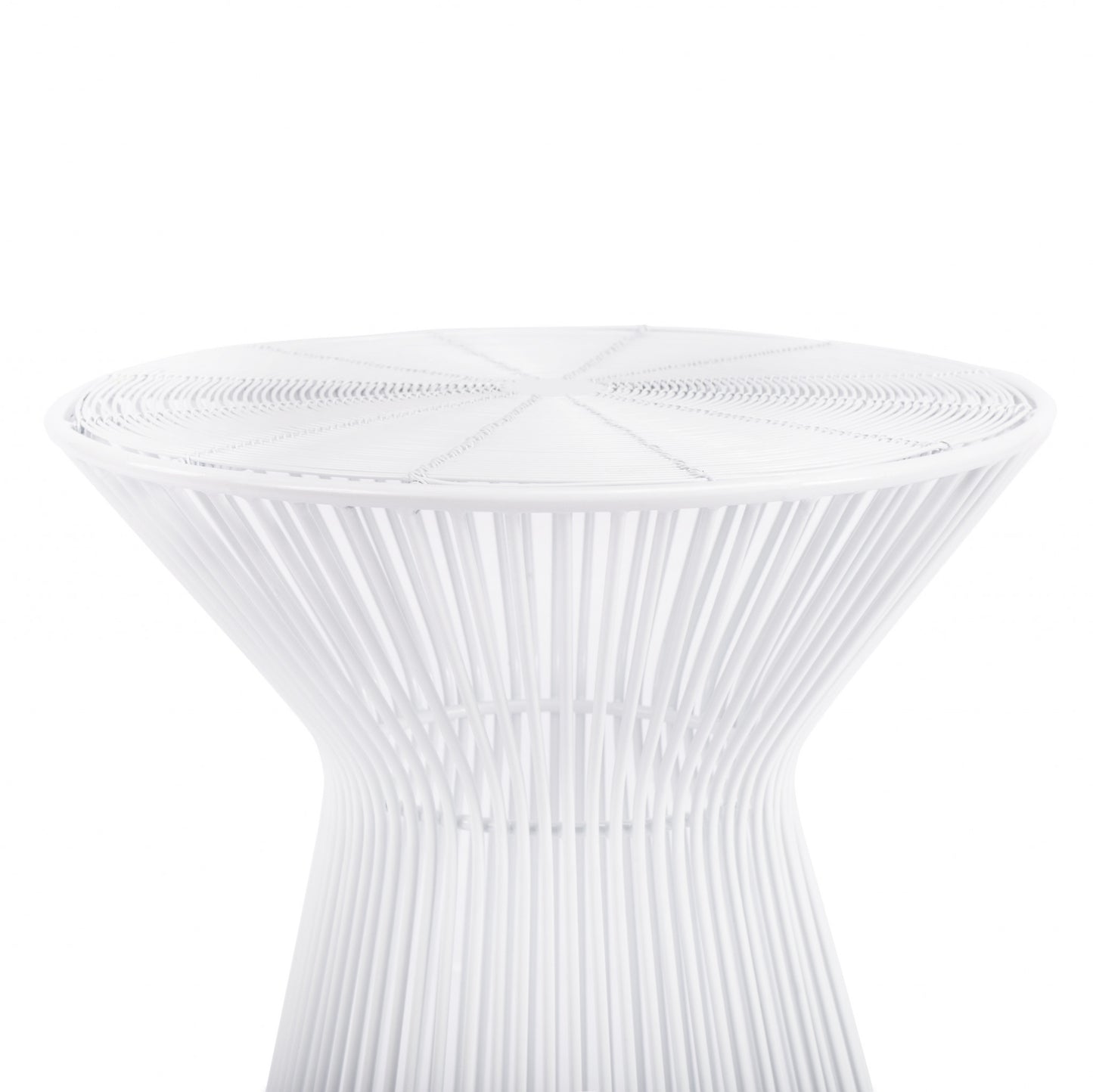 18" White Cinched Iron Round Top End Table By Homeroots | End Tables | Modishstore - 6