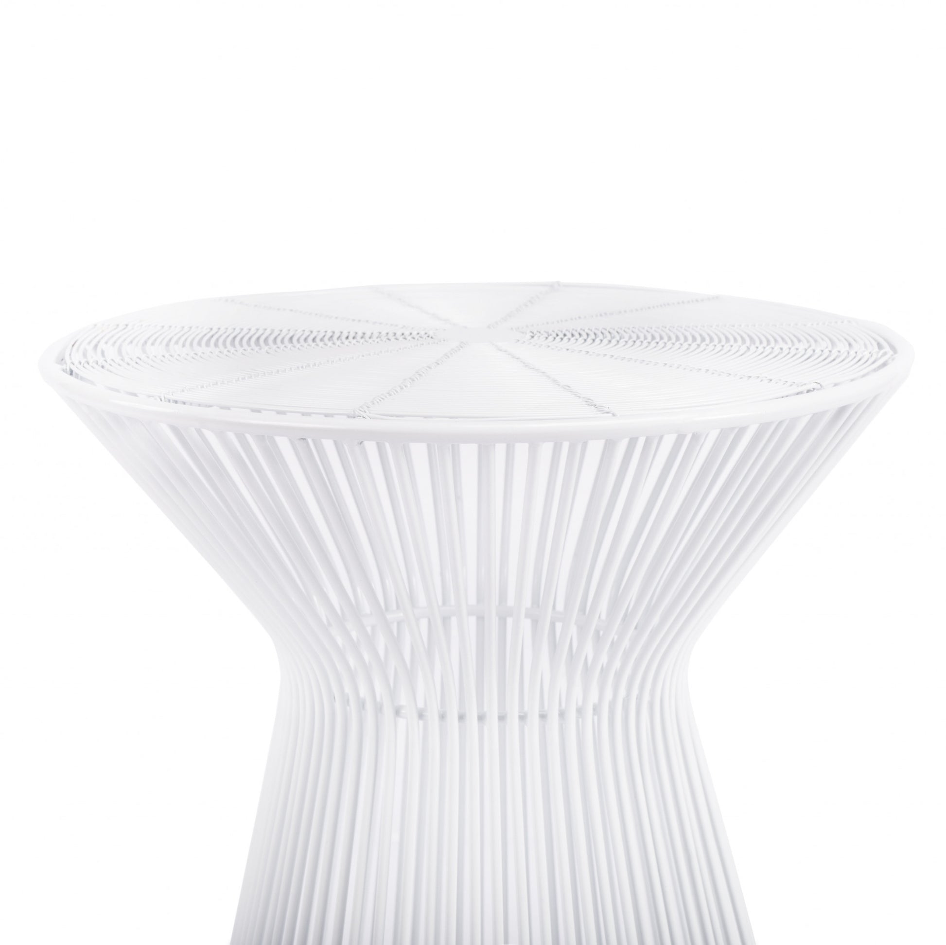 18" White Cinched Iron Round Top End Table By Homeroots | End Tables | Modishstore - 6