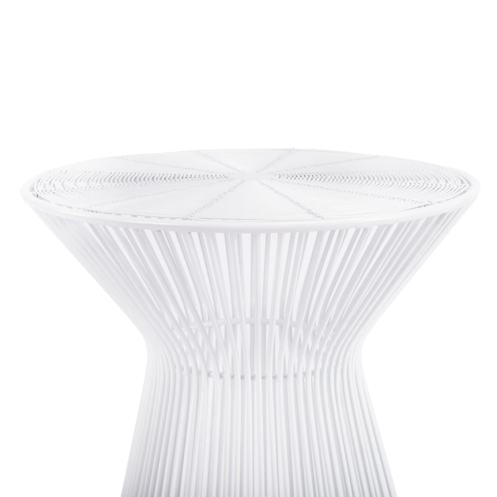18" White Cinched Iron Round Top End Table By Homeroots | End Tables | Modishstore - 6