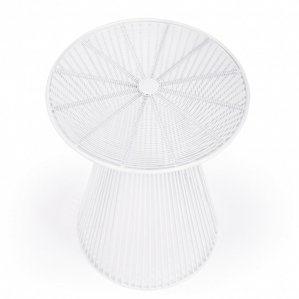 18" White Cinched Iron Round Top End Table By Homeroots | End Tables | Modishstore - 4
