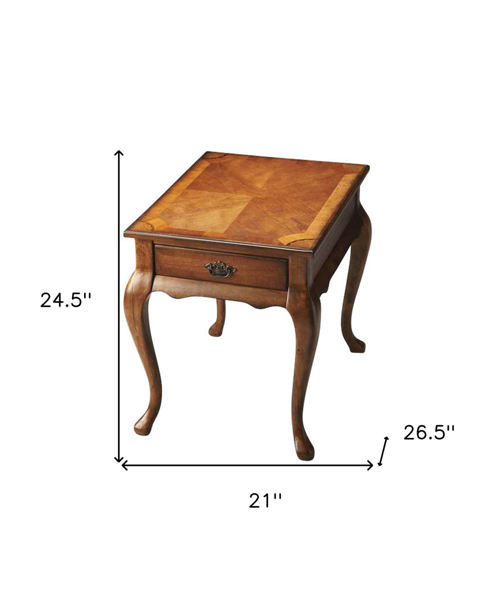 25" Medium Brown Solid And Manufactured Wood Rectangular End Table With Drawer By Homeroots | End Tables | Modishstore - 5