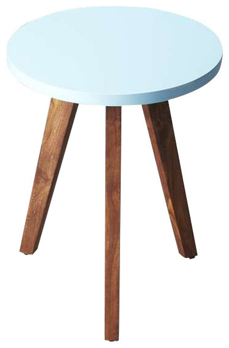 20" Brown And White Manufactured Wood Round End Table By Homeroots | End Tables | Modishstore