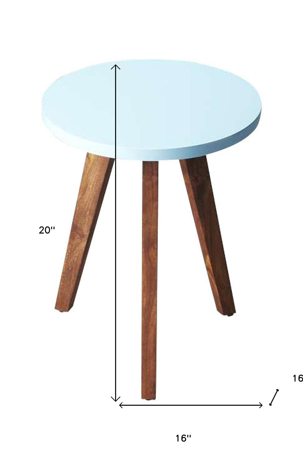 20" Brown And White Manufactured Wood Round End Table By Homeroots | End Tables | Modishstore - 5