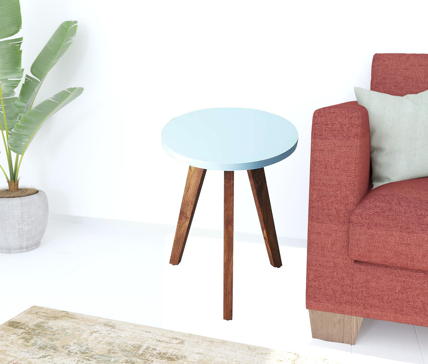 20" Brown And White Manufactured Wood Round End Table By Homeroots | End Tables | Modishstore - 2