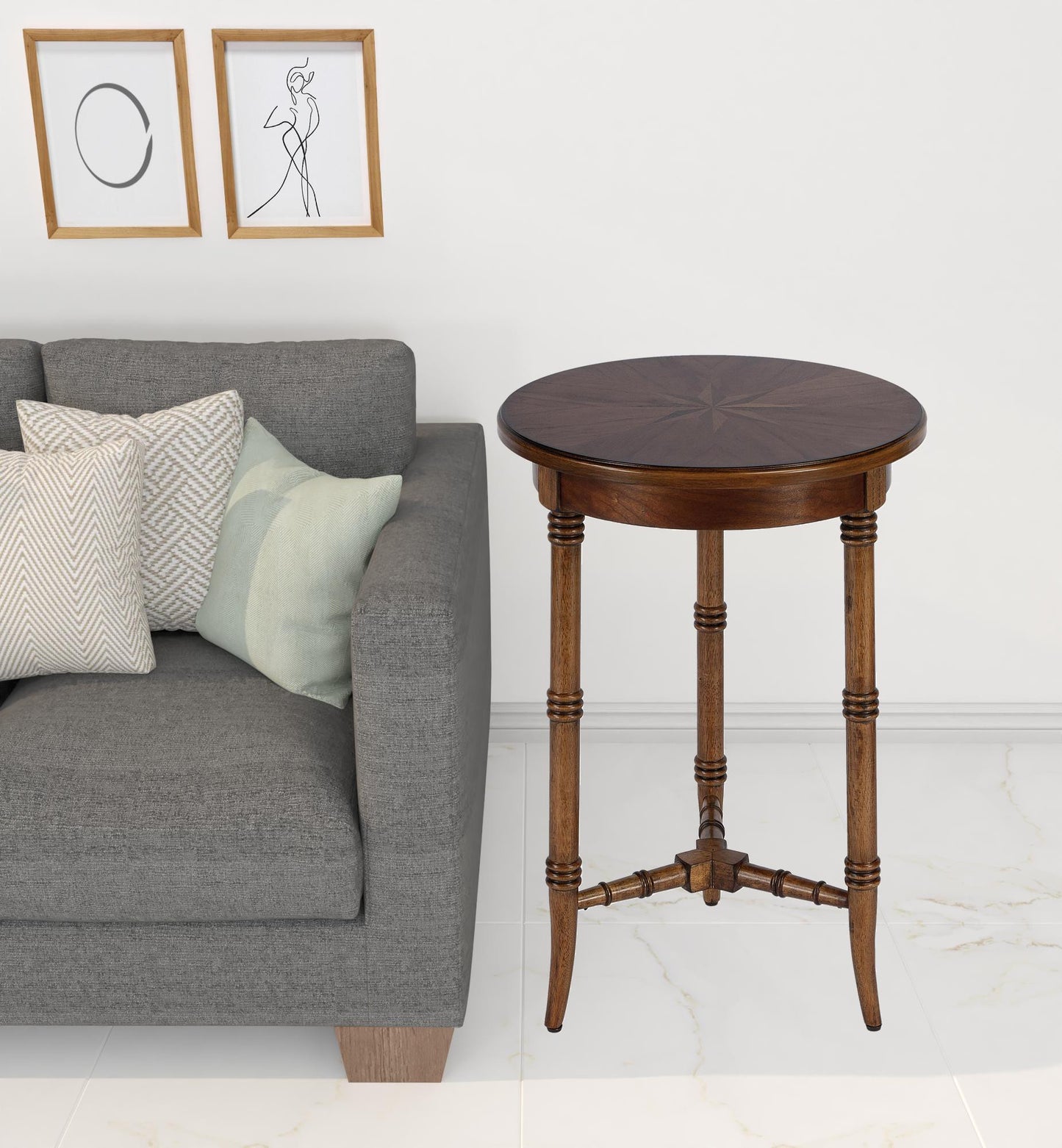 26" Brown Manufactured Wood Round End Table By Homeroots | End Tables | Modishstore - 6