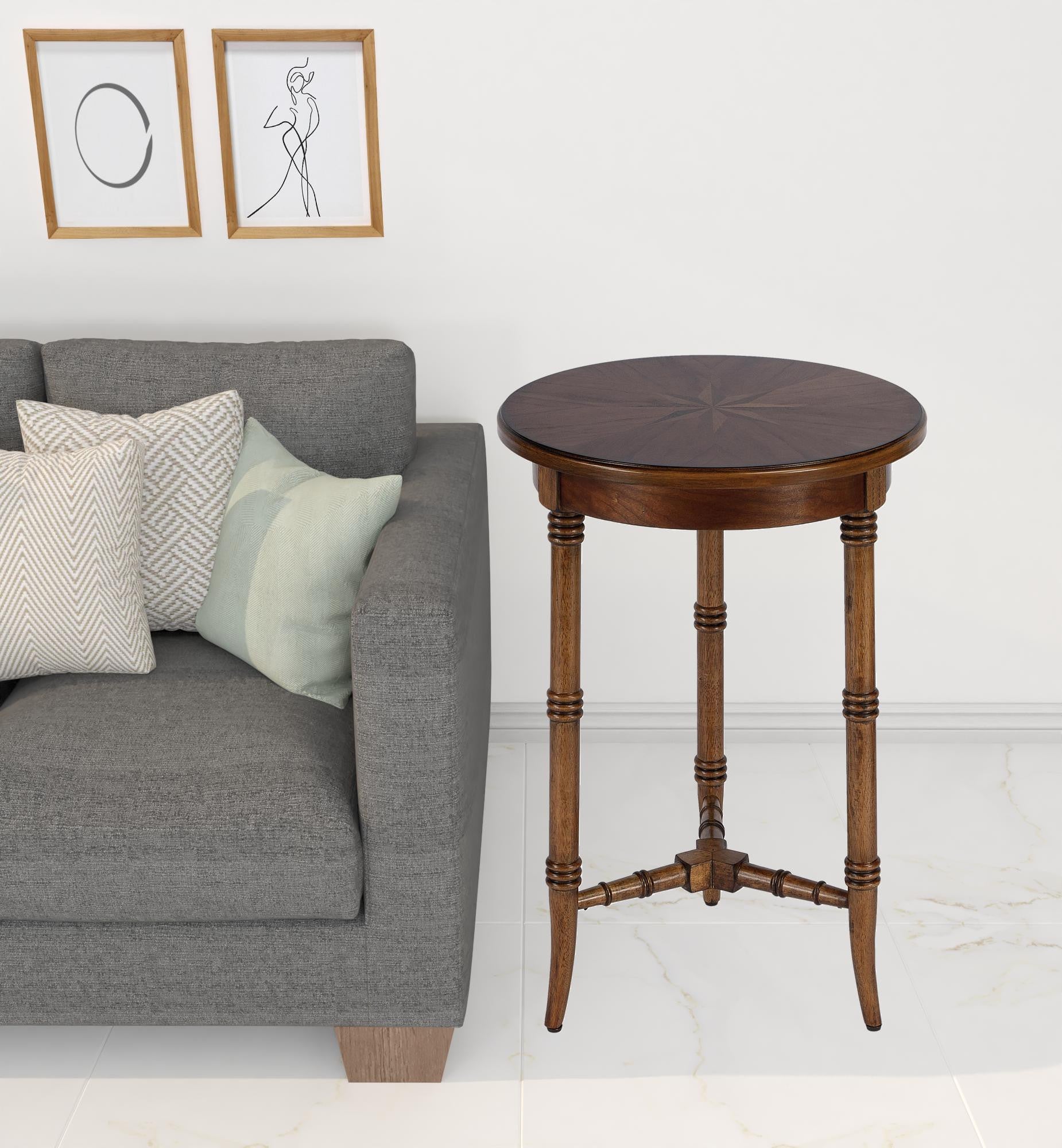 26" Brown Manufactured Wood Round End Table By Homeroots | End Tables | Modishstore - 6