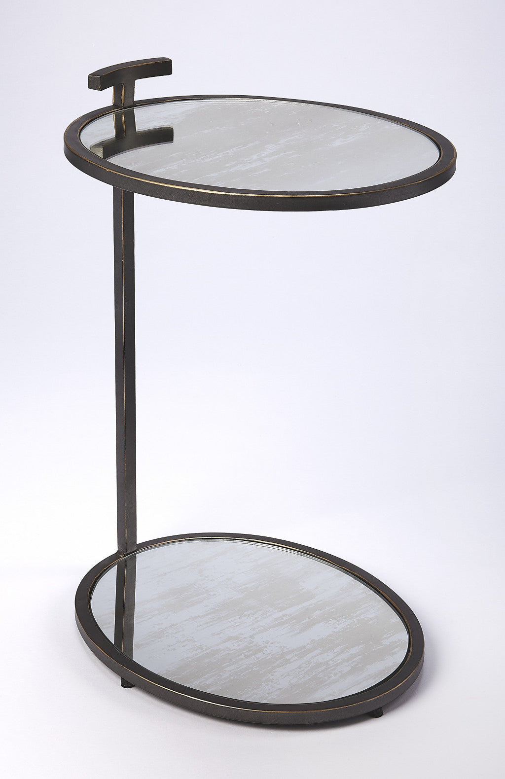 23" Black Mirrored Oval End Table With Shelf By Homeroots | End Tables | Modishstore - 4