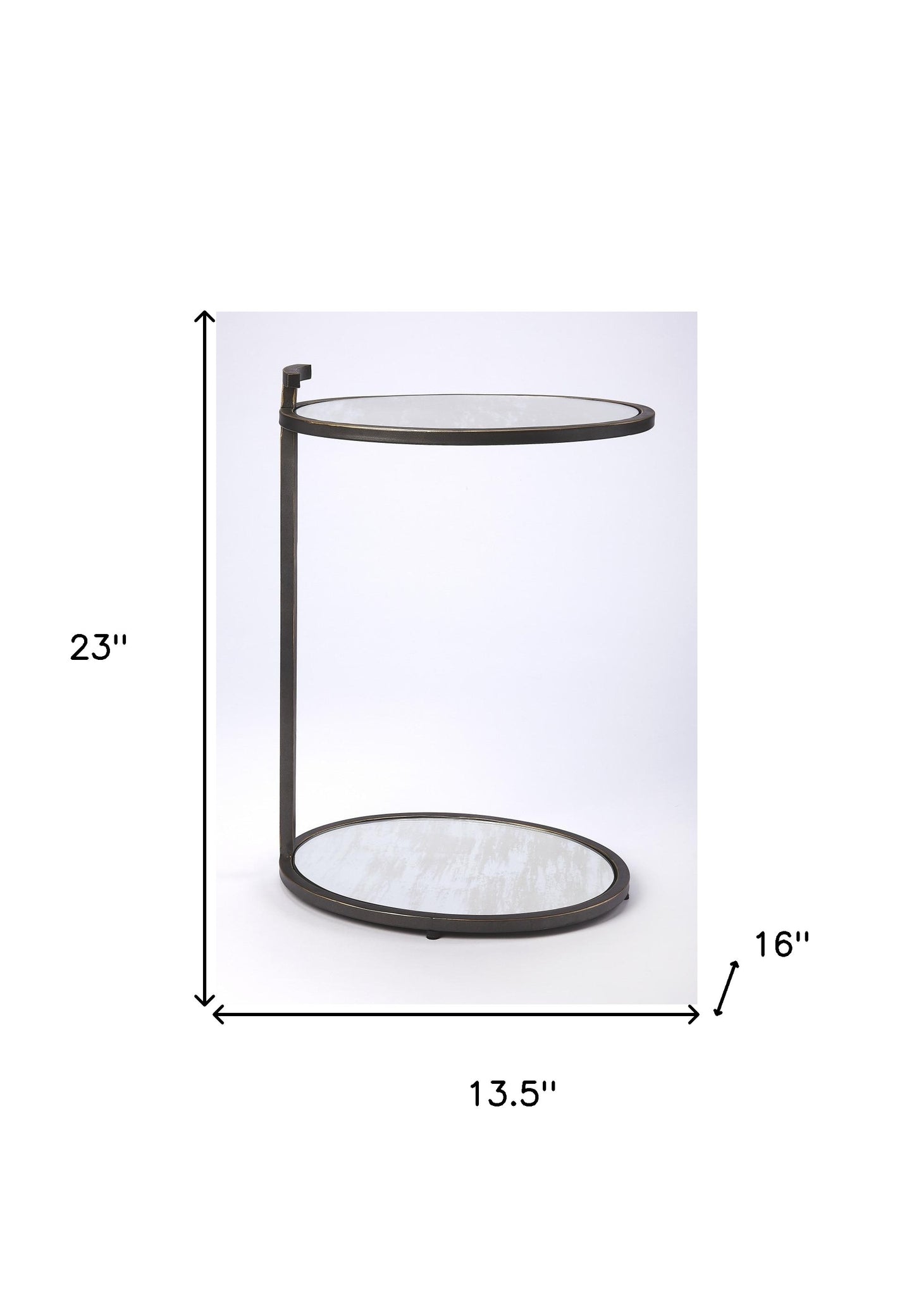 23" Black Mirrored Oval End Table With Shelf By Homeroots | End Tables | Modishstore - 6