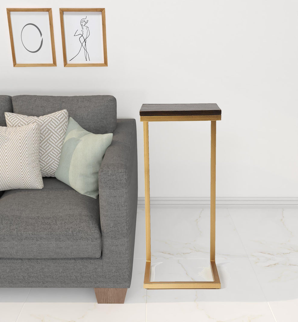 26" Gold Solid Wood Rectangular End Table By Homeroots | End Tables | Modishstore - 4