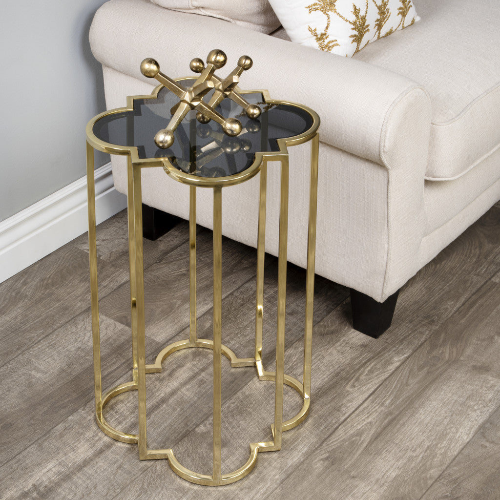 24" Gold And Black Glass Free Form End Table By Homeroots | End Tables | Modishstore - 8
