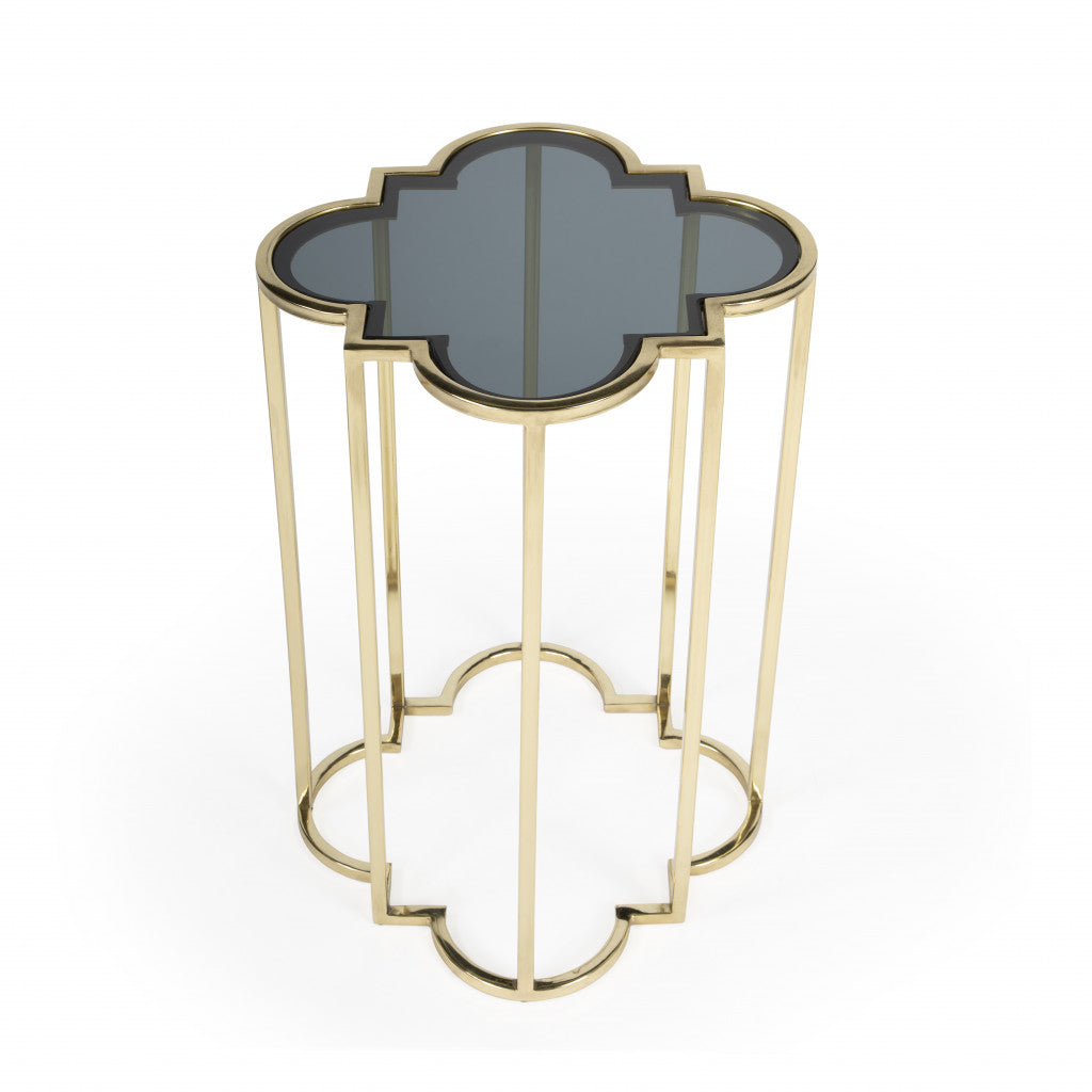 24" Gold And Black Glass Free Form End Table By Homeroots | End Tables | Modishstore - 3