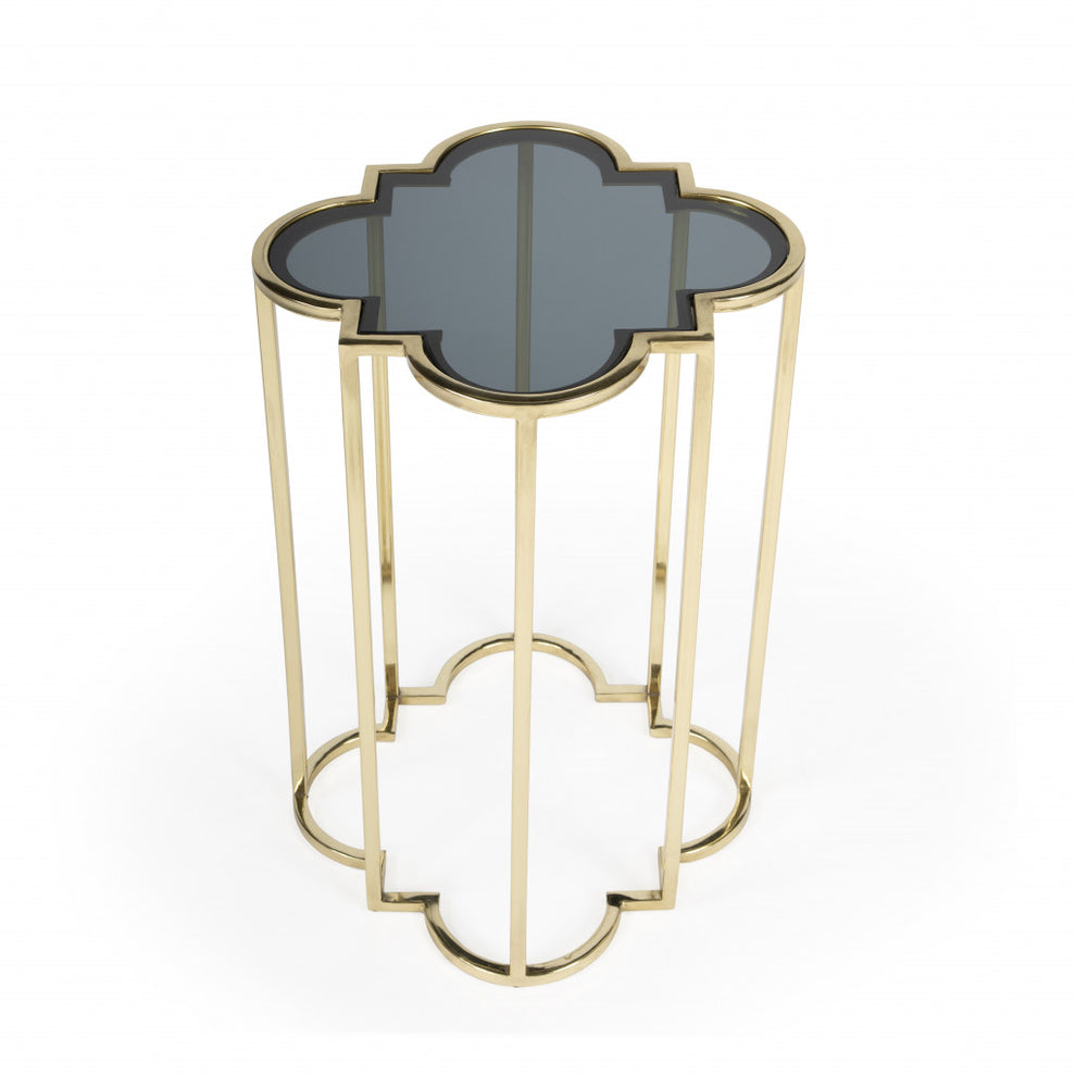 24" Gold And Black Glass Free Form End Table By Homeroots | End Tables | Modishstore - 3