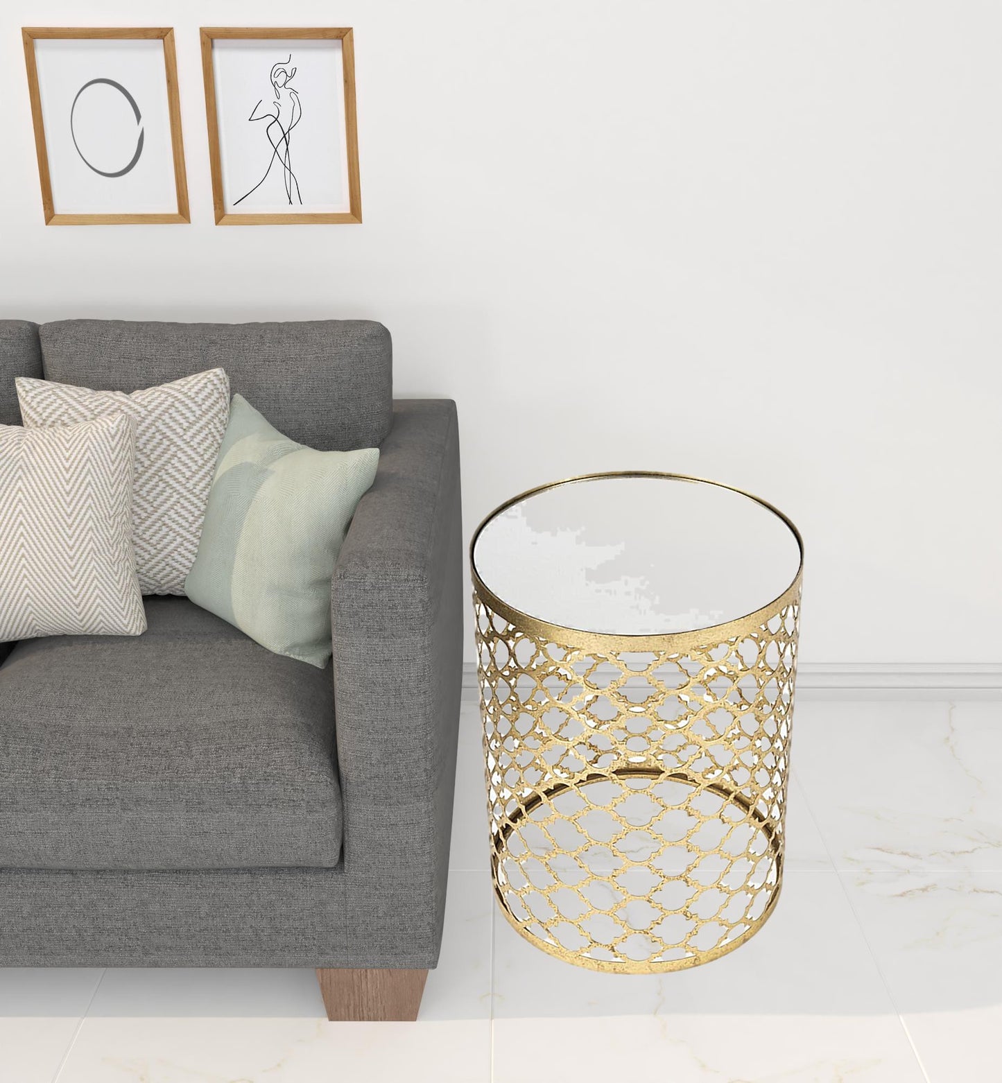 21" Gold Mirrored Round End Table By Homeroots | End Tables | Modishstore - 3