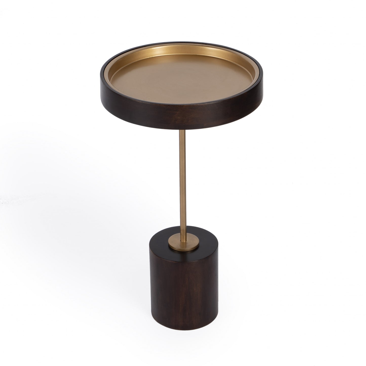 22" Black And Rosegold Solid Wood Round End Table By Homeroots
