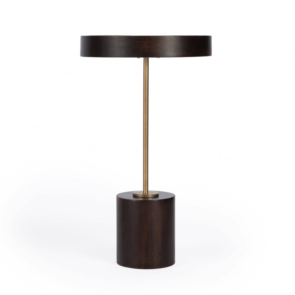 22" Black And Rosegold Solid Wood Round End Table By Homeroots | End Tables | Modishstore - 2