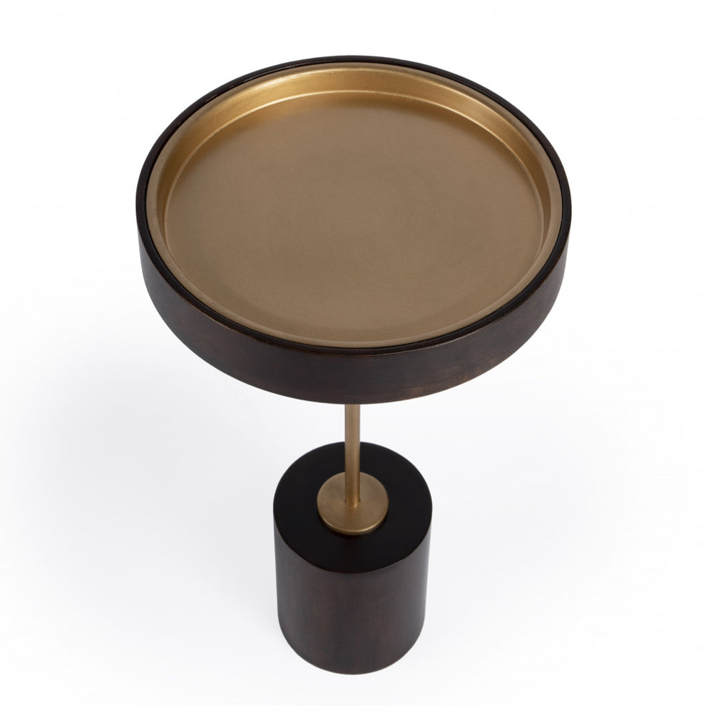 22" Black And Rosegold Solid Wood Round End Table By Homeroots | End Tables | Modishstore - 3