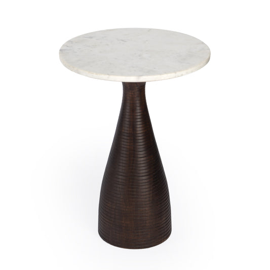 22" Brown Marble Round End Table By Homeroots | End Tables | Modishstore