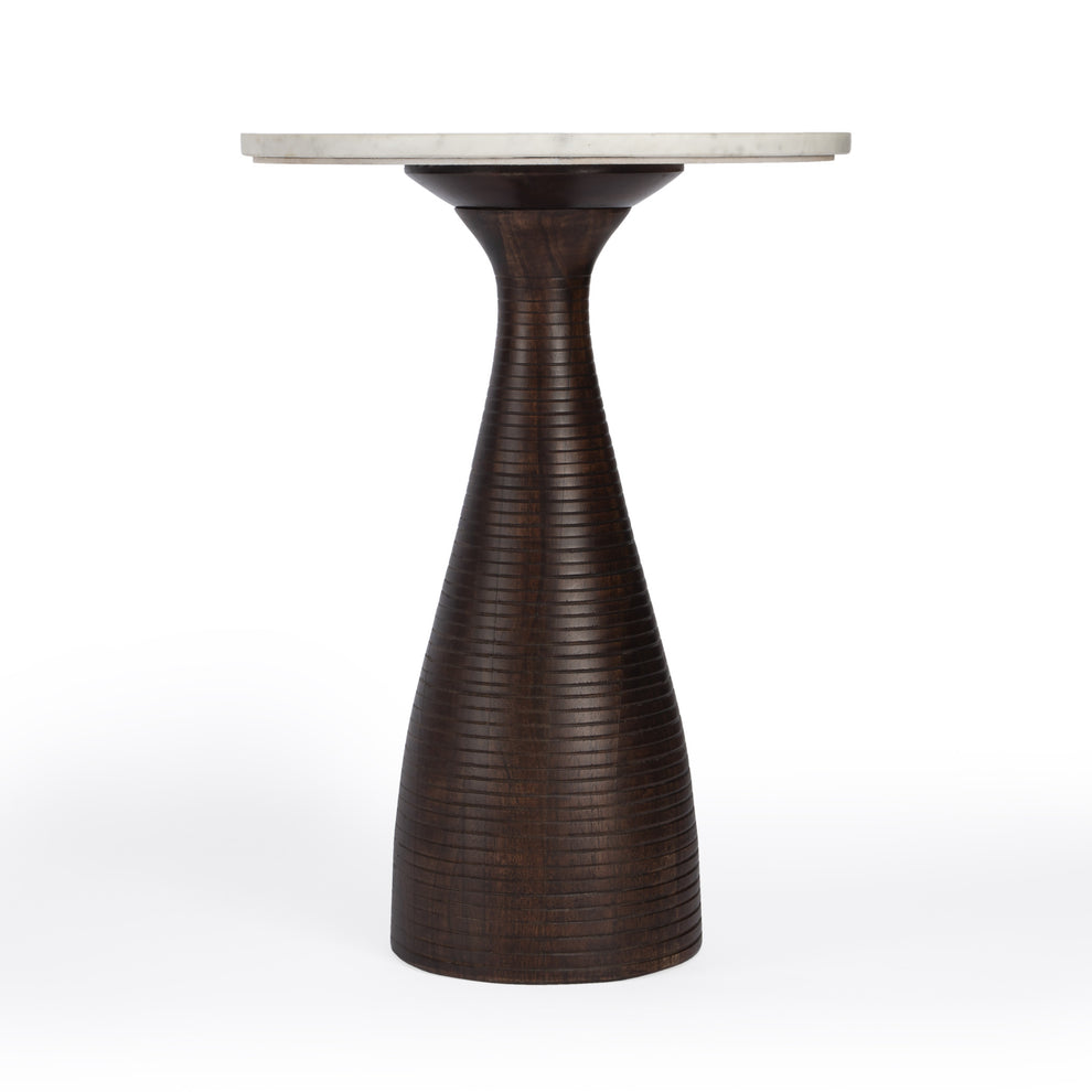 22" Brown Marble Round End Table By Homeroots | End Tables | Modishstore - 3