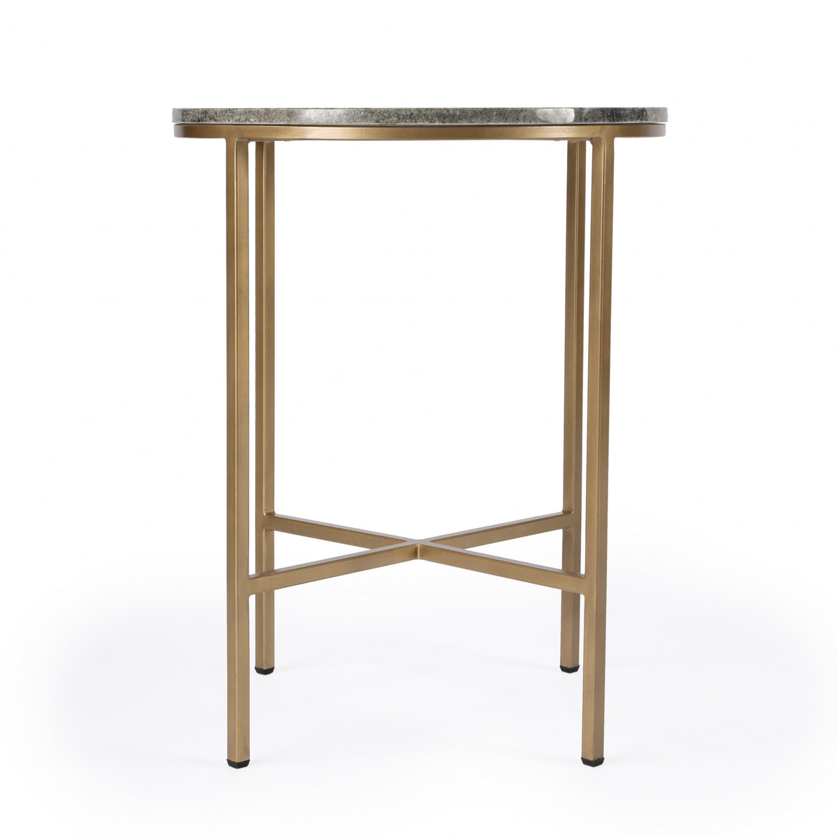 23" Brass And Gray Marble Round End Table By Homeroots | End Tables | Modishstore - 3