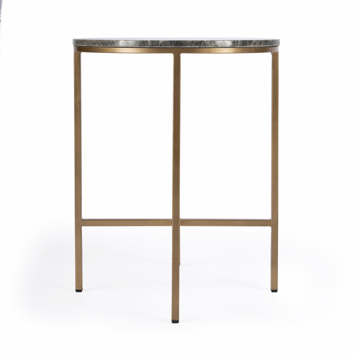 23" Brass And Gray Marble Round End Table By Homeroots | End Tables | Modishstore - 4