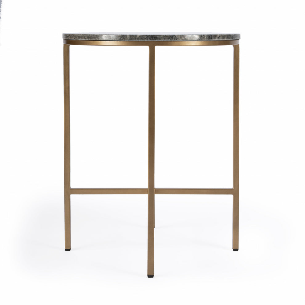 23" Brass And Gray Marble Round End Table By Homeroots | End Tables | Modishstore - 4