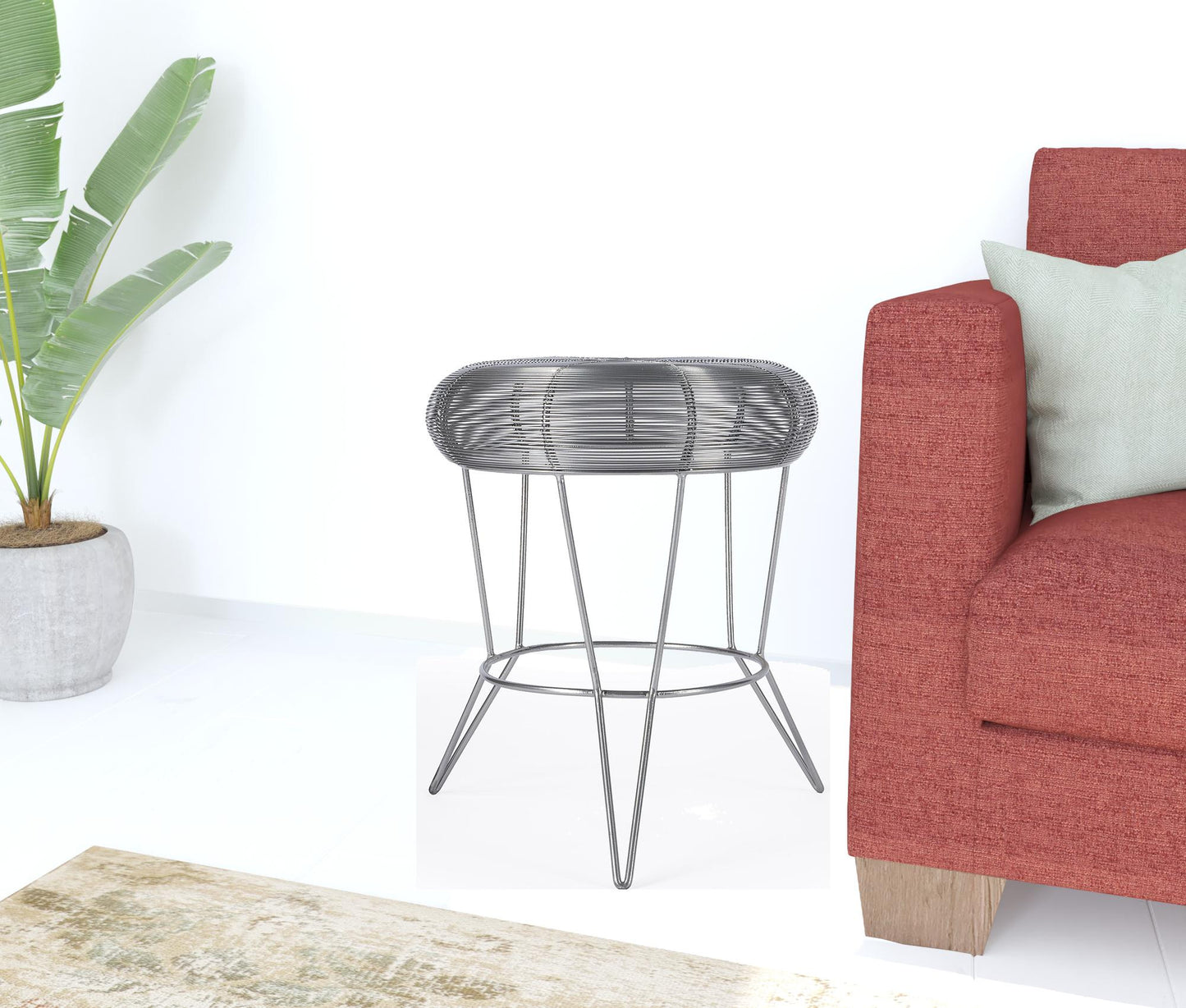 18" Silver Wire Round End Table By Homeroots | End Tables | Modishstore - 6