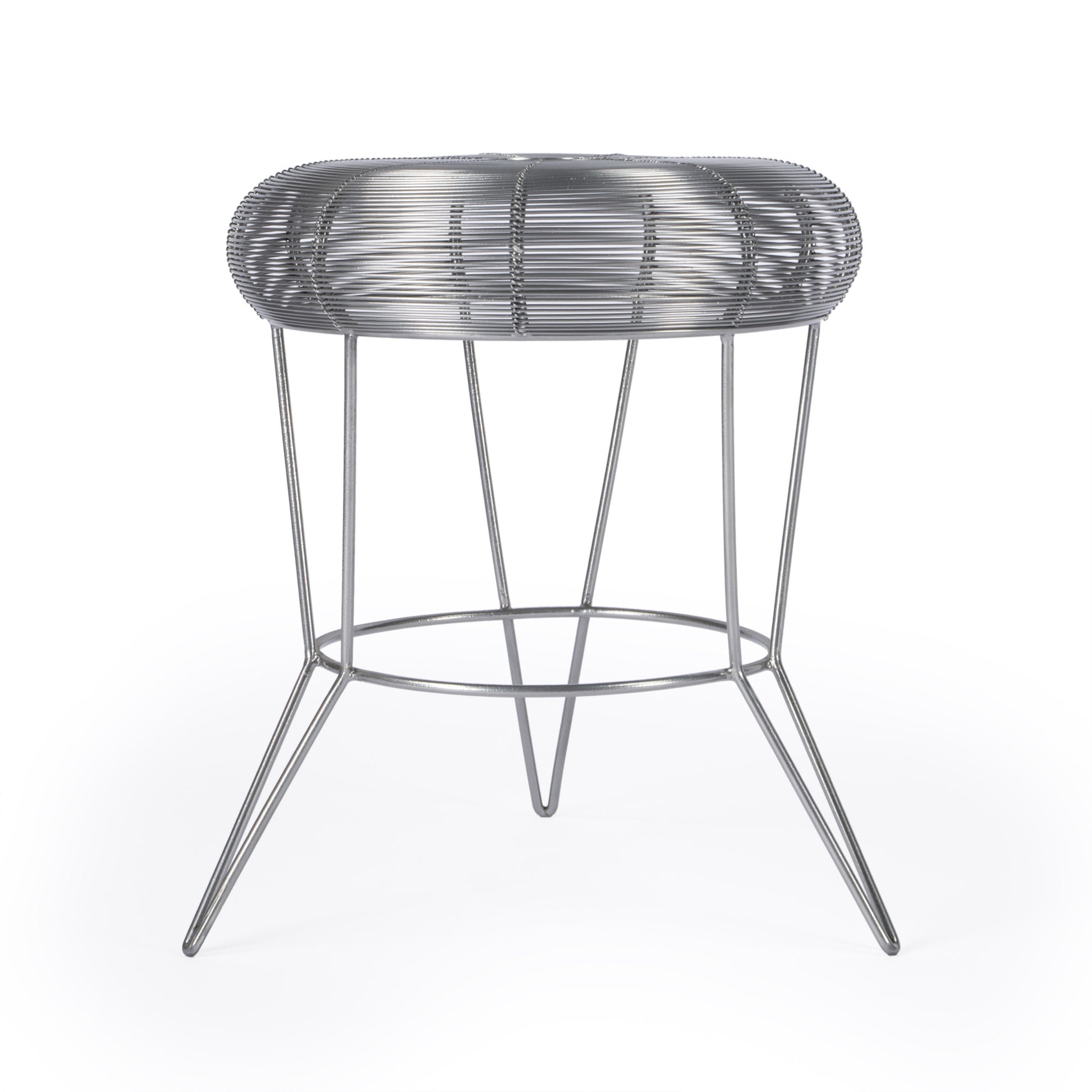 18" Silver Wire Round End Table By Homeroots | End Tables | Modishstore - 2