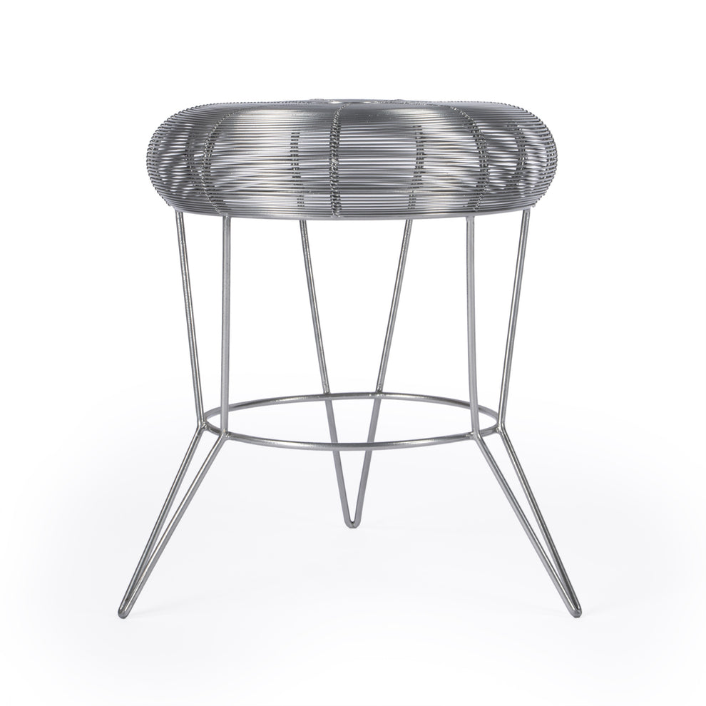 18" Silver Wire Round End Table By Homeroots | End Tables | Modishstore - 2