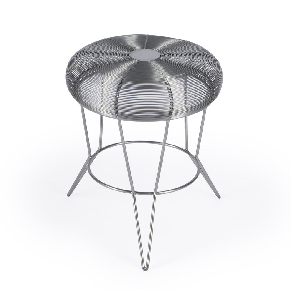 18" Silver Wire Round End Table By Homeroots | End Tables | Modishstore - 3