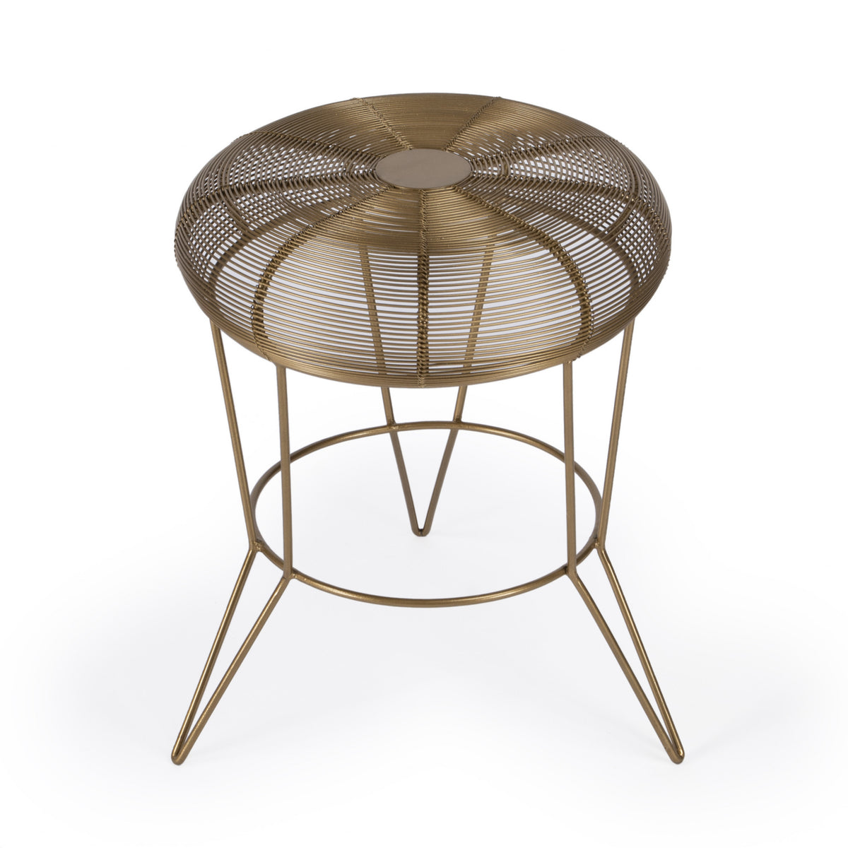 18" Antique Gold Iron Round End Table By Homeroots | End Tables | Modishstore