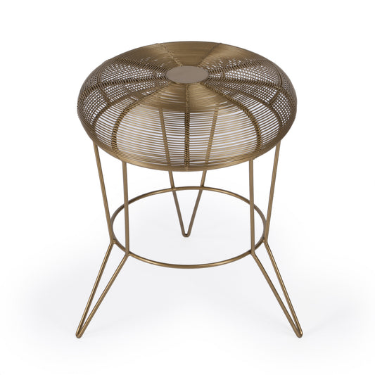 18" Antique Gold Iron Round End Table By Homeroots | End Tables | Modishstore