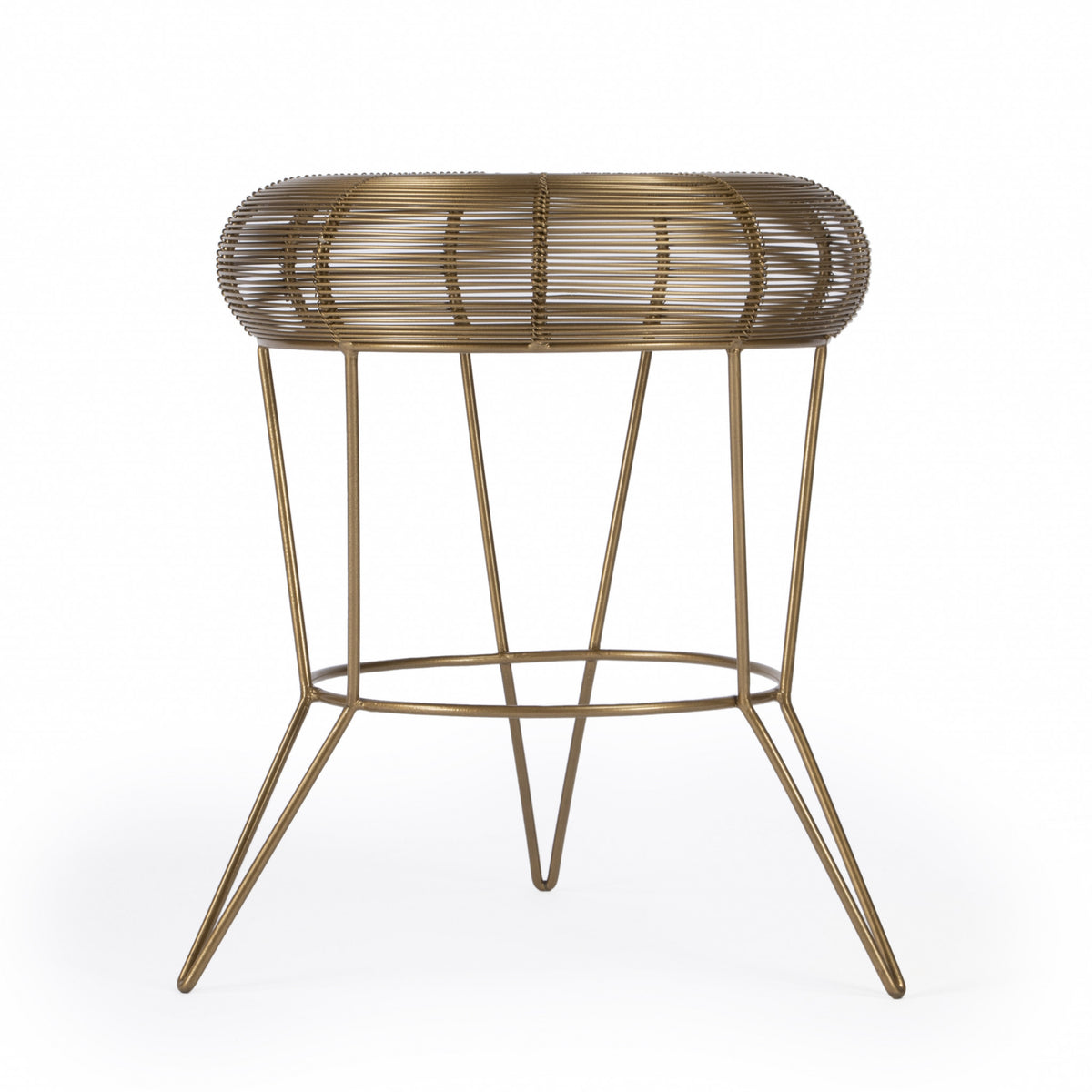 18" Antique Gold Iron Round End Table By Homeroots | End Tables | Modishstore - 2