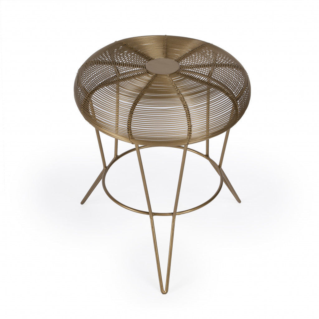 18" Antique Gold Iron Round End Table By Homeroots | End Tables | Modishstore - 3
