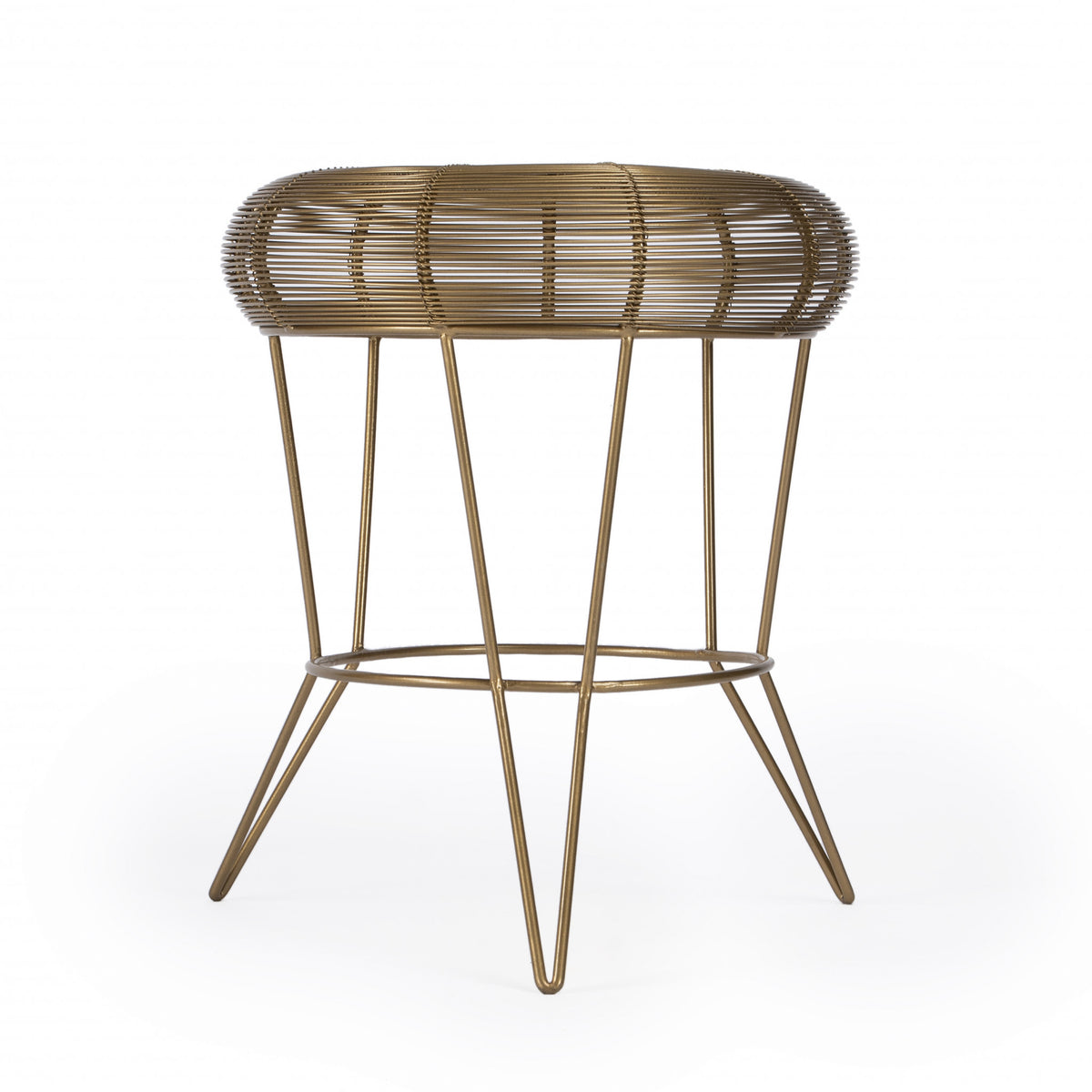 18" Antique Gold Iron Round End Table By Homeroots | End Tables | Modishstore - 4