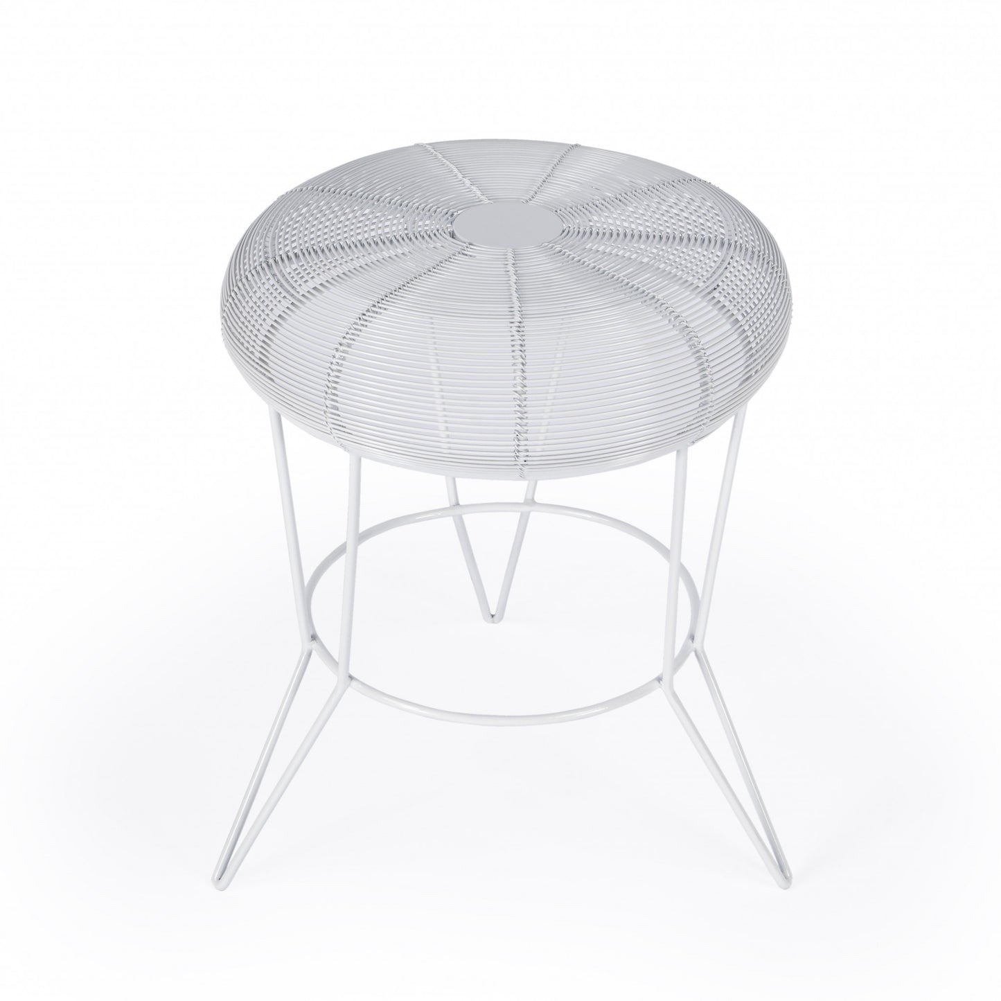 18" White Wire Round top End Table By Homeroots | End Tables | Modishstore
