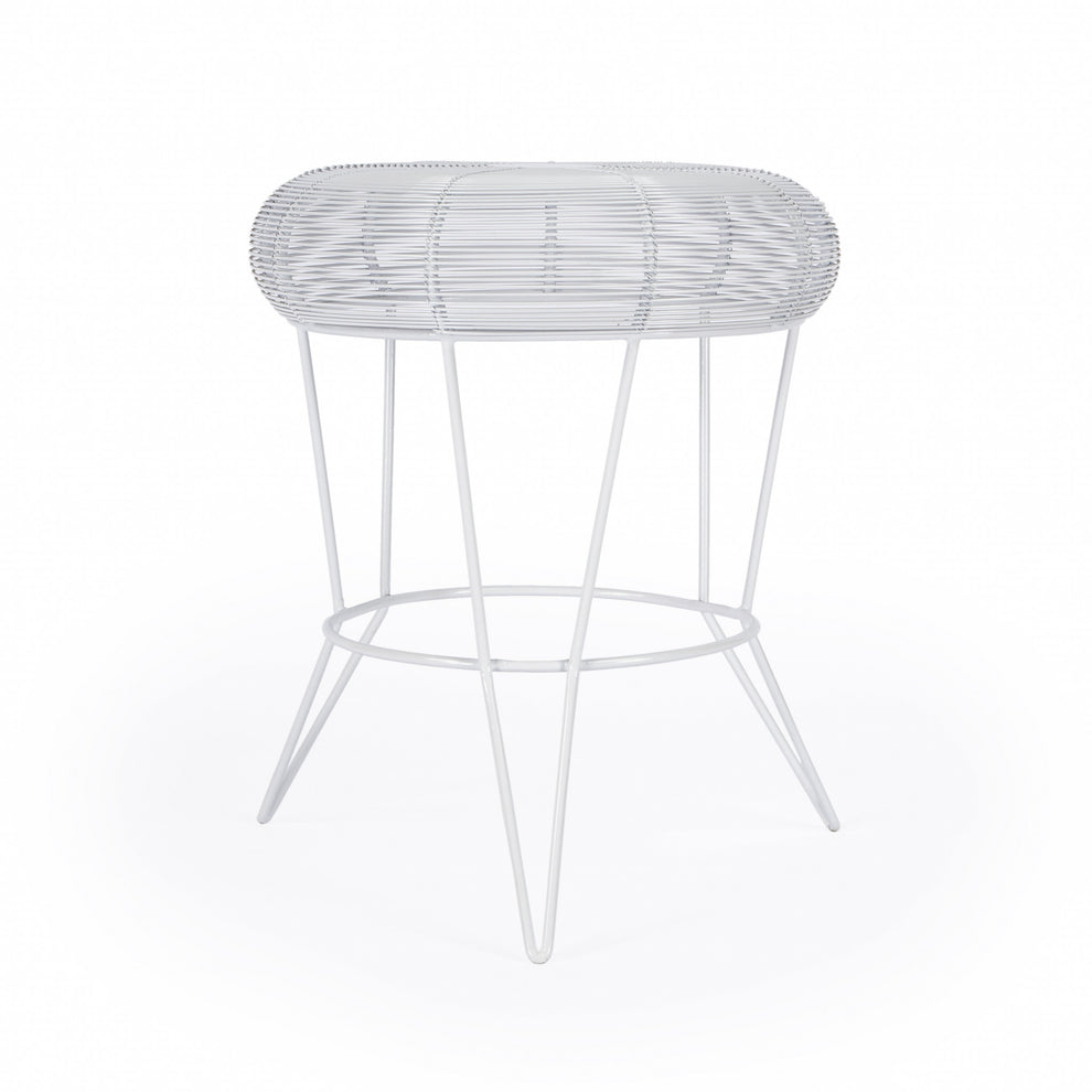 18" White Wire Round top End Table By Homeroots | End Tables | Modishstore - 4