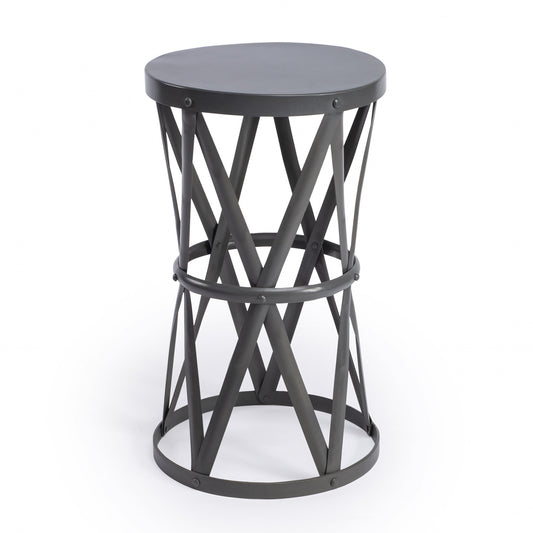 22" Gray Iron Hourglass Base Round Top End Table By Homeroots | End Tables | Modishstore
