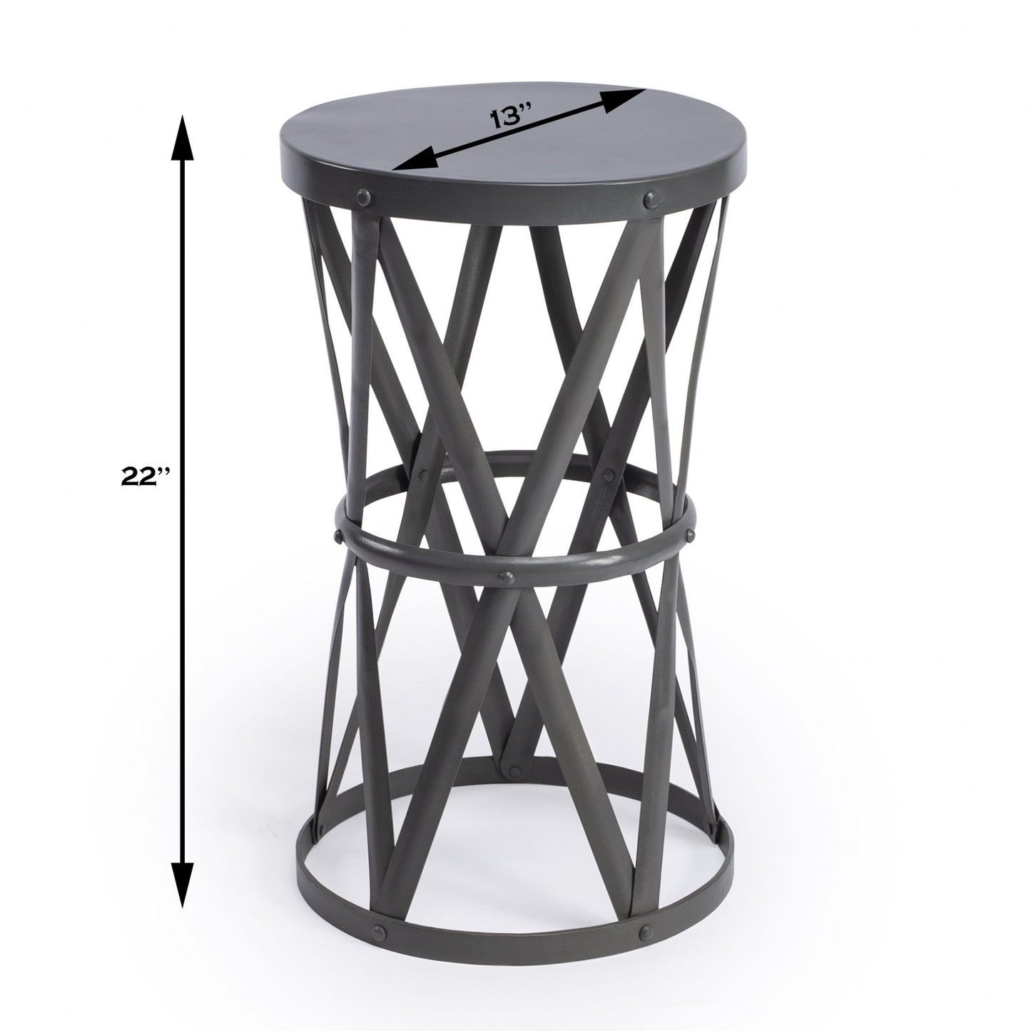 22" Gray Iron Hourglass Base Round Top End Table By Homeroots | End Tables | Modishstore - 8