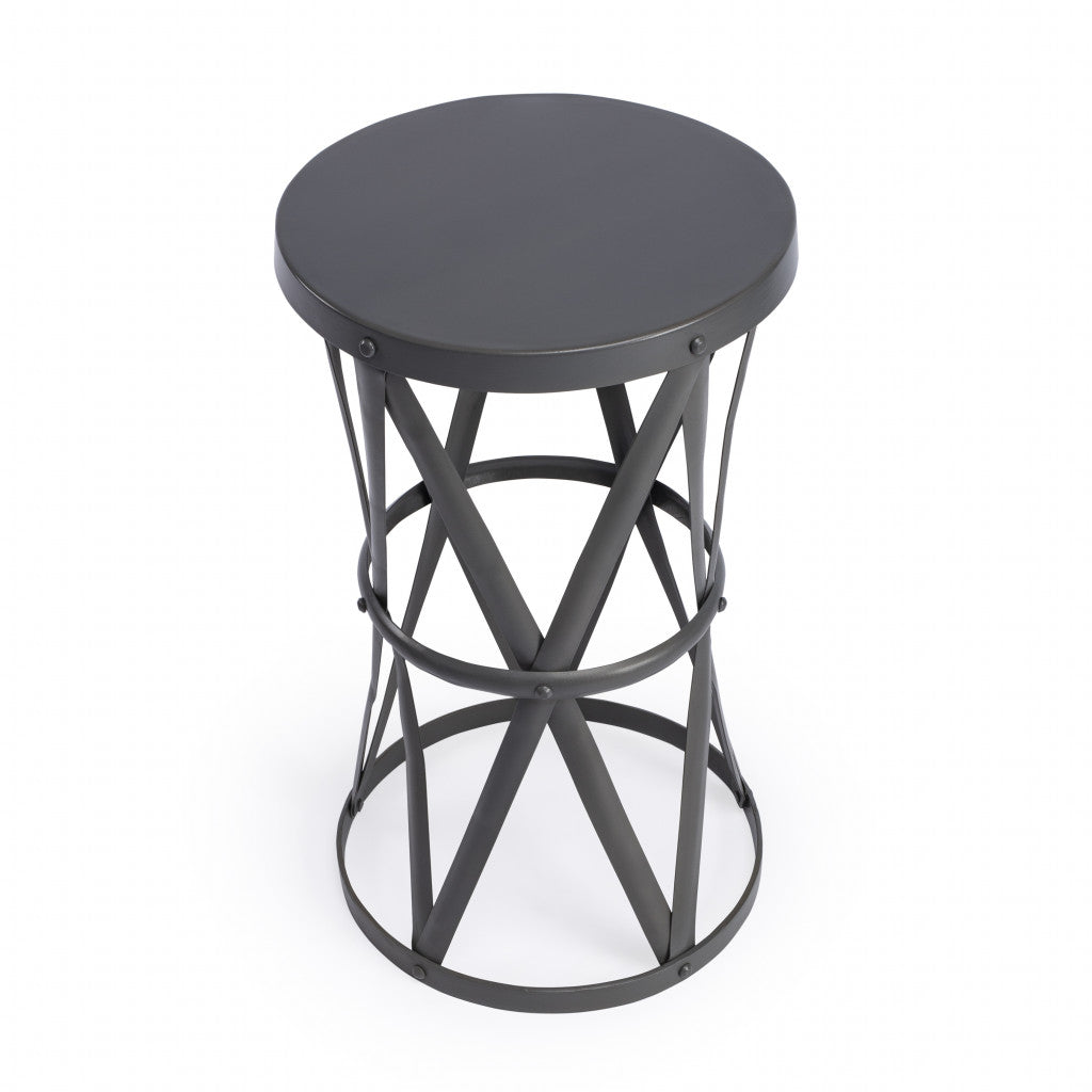 22" Gray Iron Hourglass Base Round Top End Table By Homeroots | End Tables | Modishstore - 3