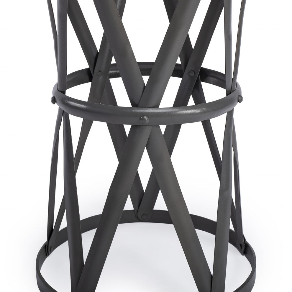 22" Gray Iron Hourglass Base Round Top End Table By Homeroots | End Tables | Modishstore - 6