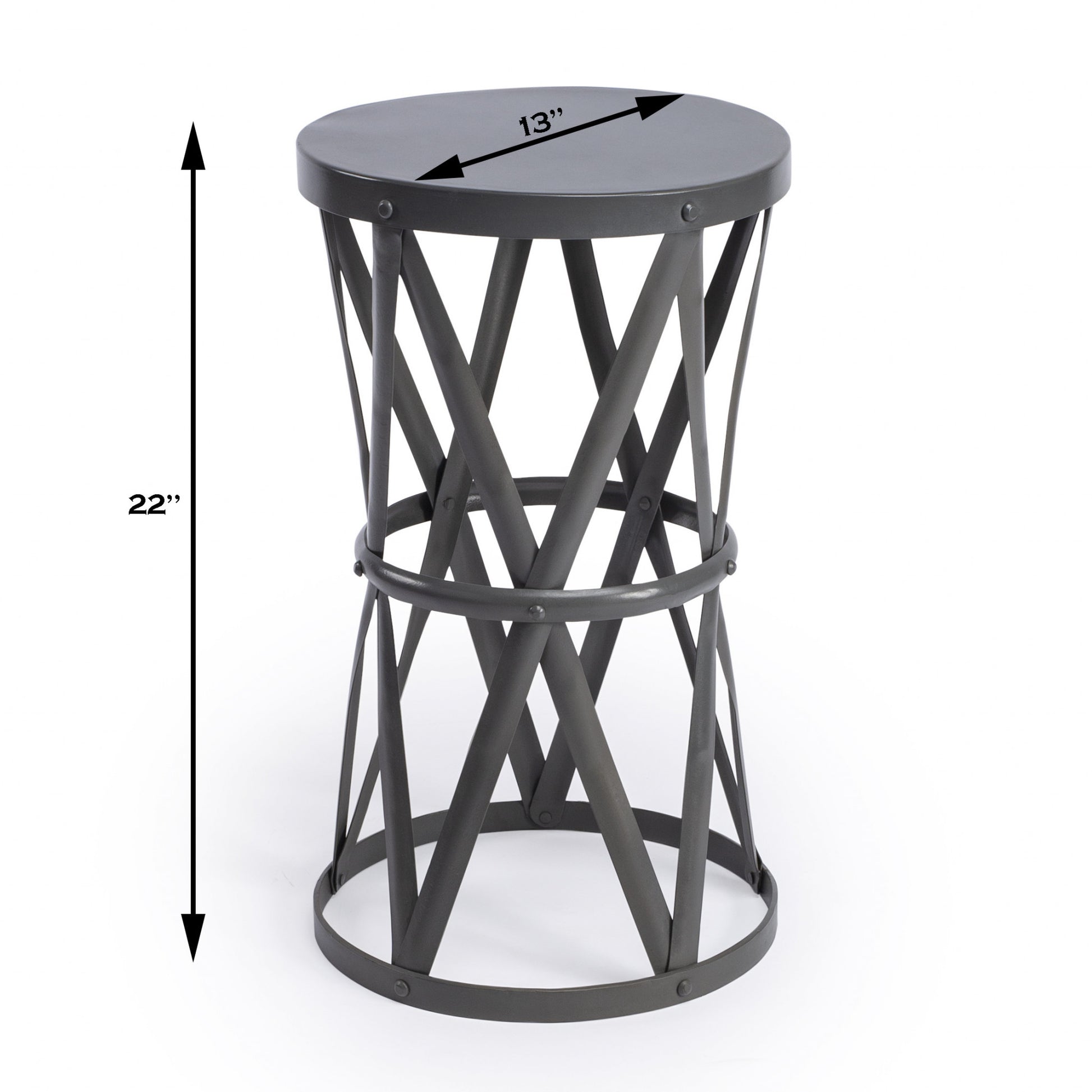22" Gray Iron Hourglass Base Round Top End Table By Homeroots | End Tables | Modishstore - 9