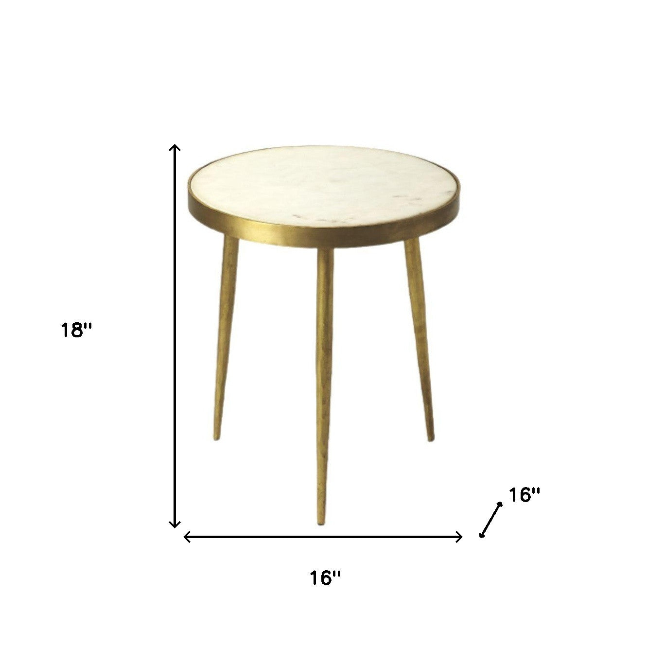 18" Gold And White Marble Round End Table By Homeroots | End Tables | Modishstore - 5