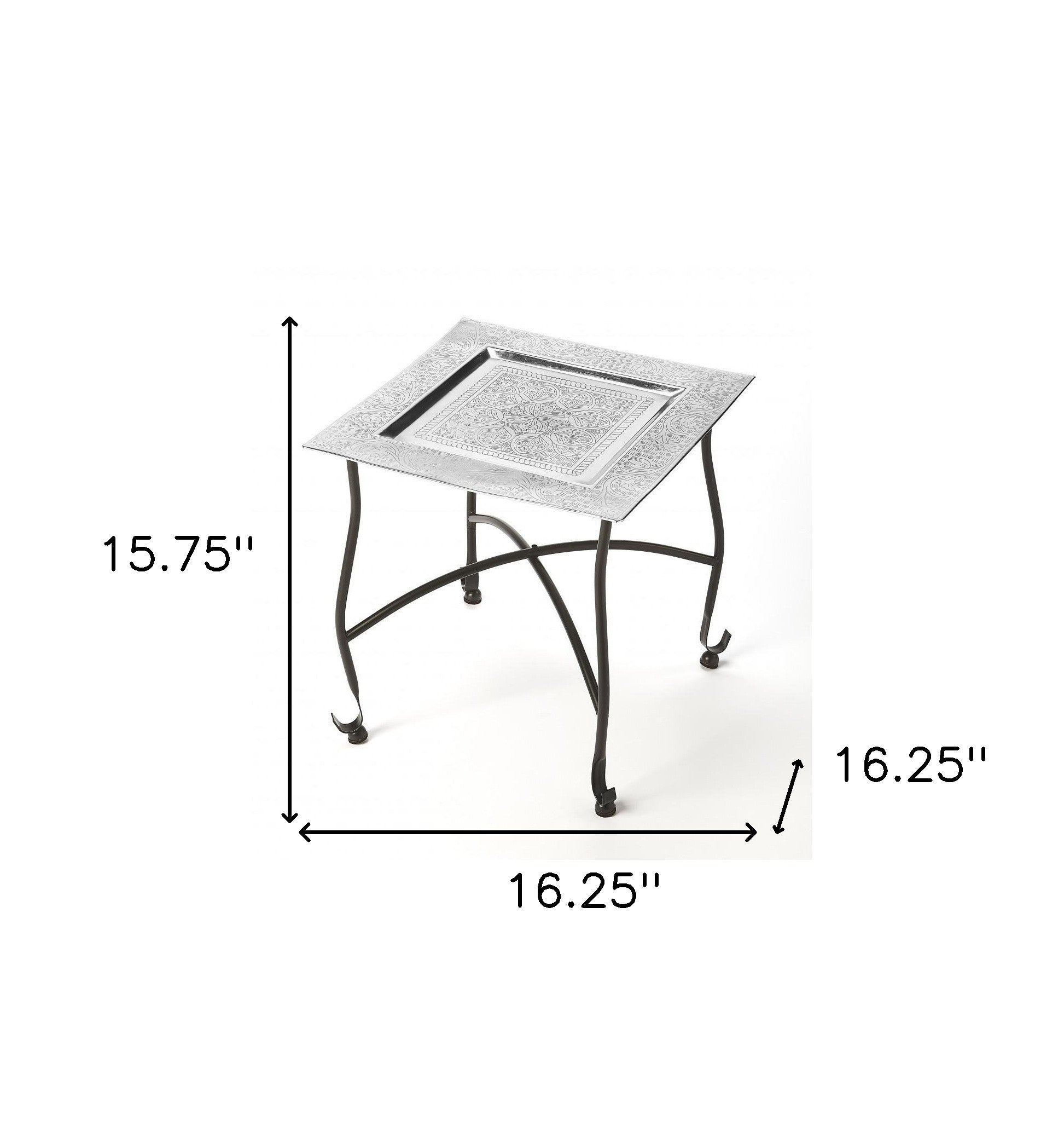 16" Black And Silver Textured Aluminum Square End Table By Homeroots | End Tables | Modishstore - 8