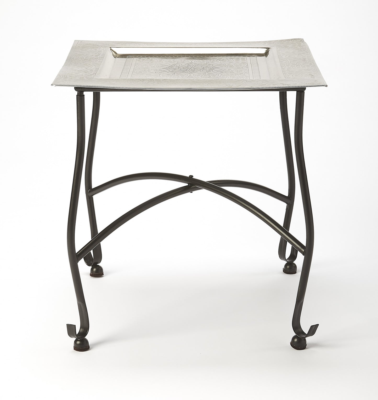 16" Black And Silver Textured Aluminum Square End Table By Homeroots | End Tables | Modishstore - 2