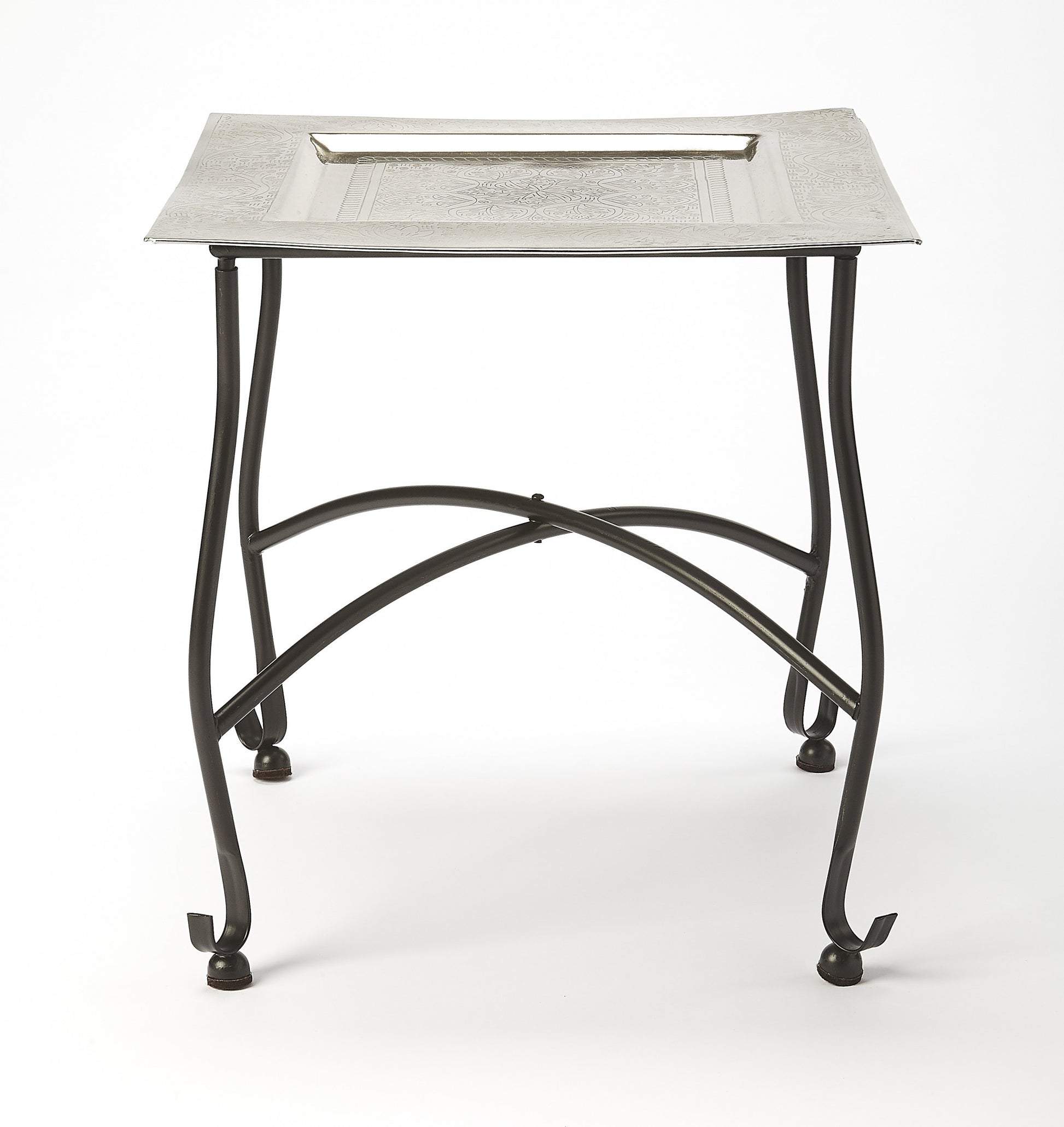 16" Black And Silver Textured Aluminum Square End Table By Homeroots | End Tables | Modishstore - 2