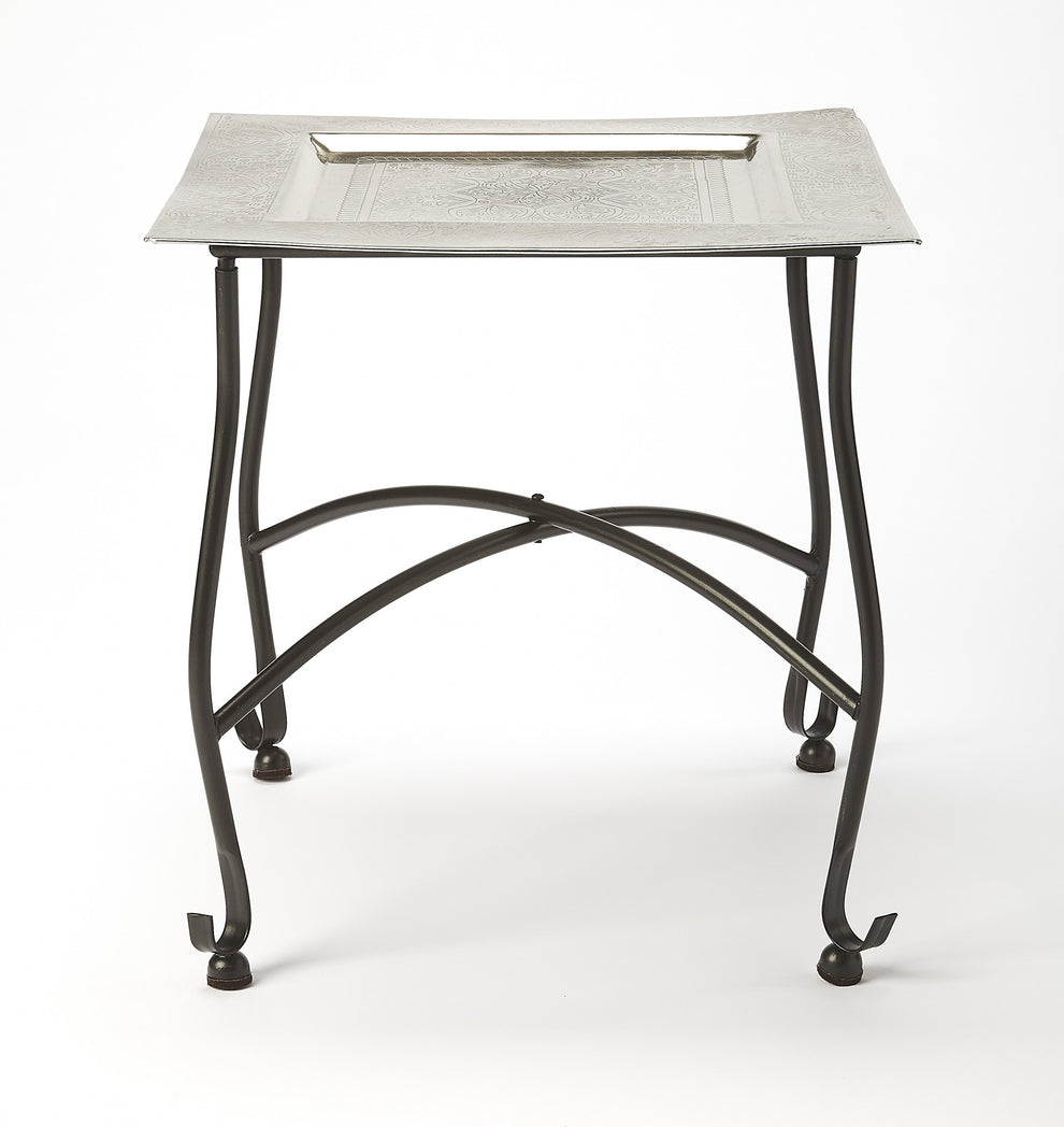 16" Black And Silver Textured Aluminum Square End Table By Homeroots | End Tables | Modishstore - 2